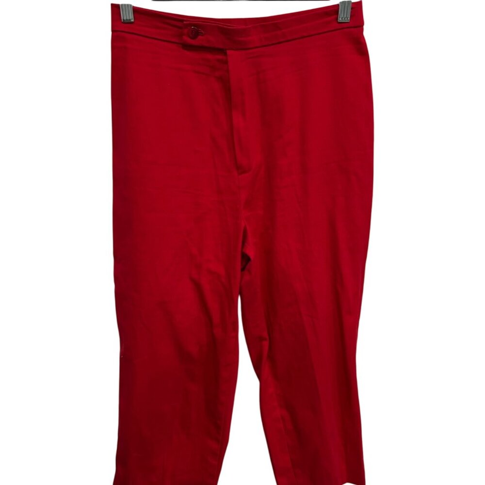 Briggs Womens Red Capri Pants Size 8 Cotton Blend Stretch Waist Flat Front